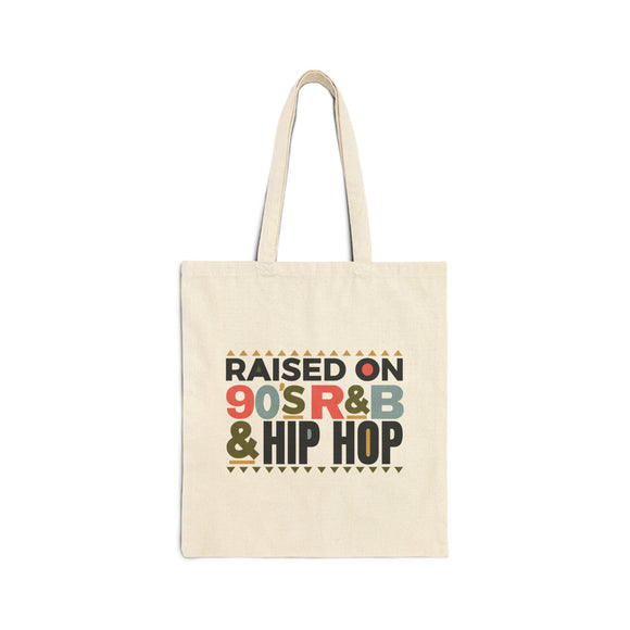 Raised on '90s R&B & Hip-Hop retro tote bag • Pawer to the People