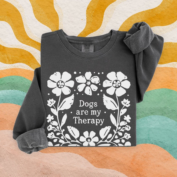 Dogs are my therapy crewneck sweatshirt • Pawer to the People